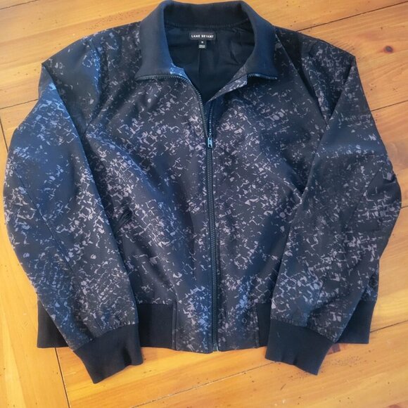 Lane Bryant On-The-Go Bomber Black & Lavendar/Gray Patterned Jacket - Size 18 - Picture 6 of 11